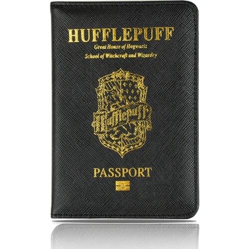 DIKEDAKU Hufflepuff Rfid Passport Holder Unisex Pu Leather Travel Covers for Passport Multi Cards Passport Bag Wallets Universal
