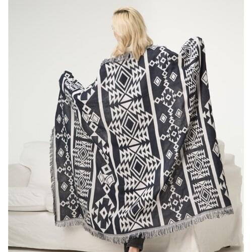 Aggcual boho throw blanket Double-sided geometry decor sofa blanket for sofa nordic towel bed cover cotton Knitted jacquard XT12
