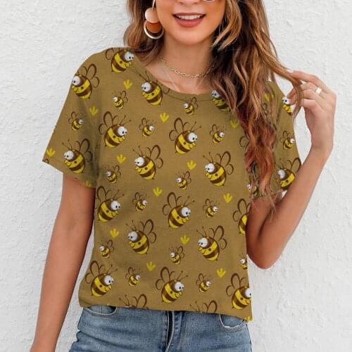 Women Short Sleeve 3D Animal Print T Shirt New Summer Casual Loose Cute Bee Tshirts Fashion Female Tees Top Plus Size S-4XL