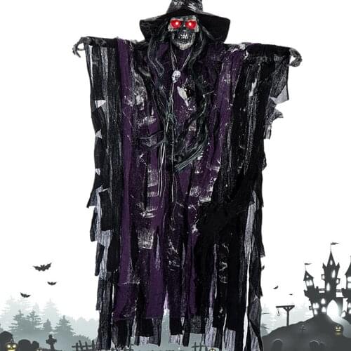 Halloween Decoration Scary Zombie Spirit Hanging Eyes Shiny Sound Controlled for Halloween Decoration Halloween Decoration purpl