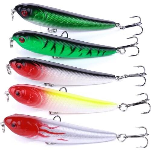 Hengjia 5pcs 7cm 5.5g / 9cm 9.5g Floating Fishing Wobbler Pencil Hard Bait Artificial Bent Lure