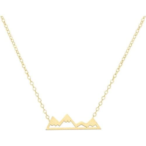 Dainty Snowy Mountain Necklace Pendant Stainless Steel Chain Mountaintop Charm Skiers Hikers Jewelry Climbers Gift Erkek Kolye