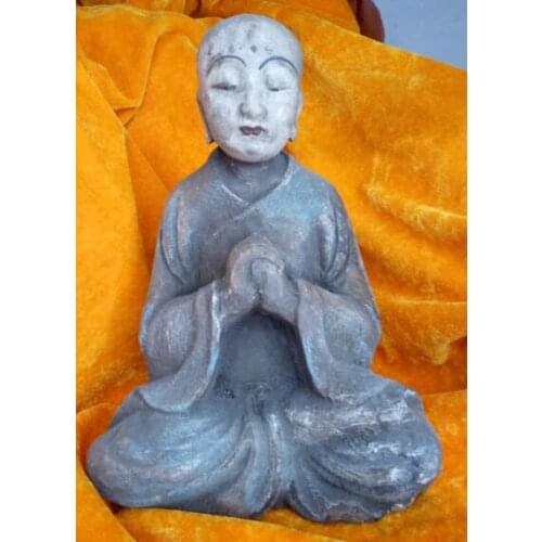 Elaborate Chinese Antique Wood Collectable Handwork Buddha Ornament Statue