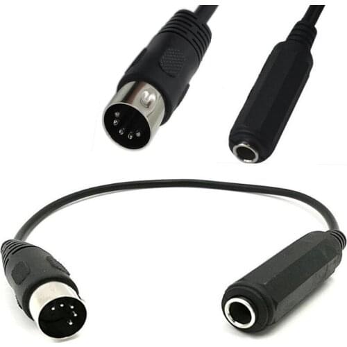 MIDI CABLE 5-Pin Din Male to Monoprice 6.35mm (1/4 Inch) Female TRS Stereo Audio Extension Cable for MIDI keyboard 0.3m
