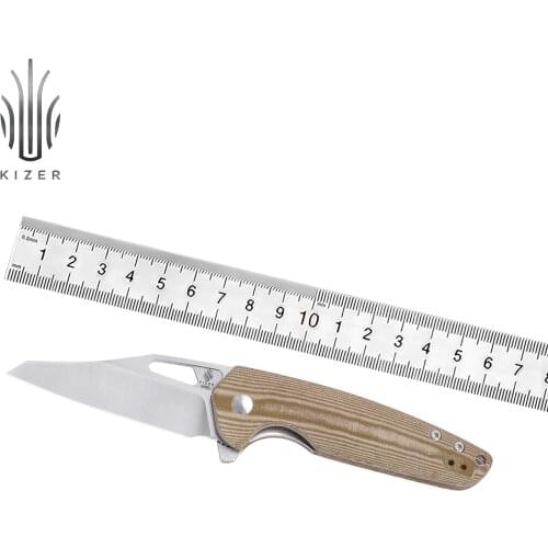 Kizer Pocket Knife Horn V3557N1 2021 New Micarta Handle with N690 Steel Blade Folding Knife Designed by Azo