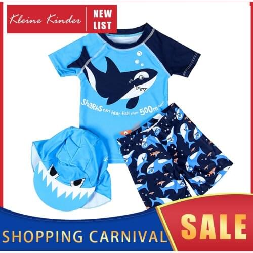 Bathing Suit Boy Shark Print 3 pcs Baby Swimsuit for Children UV Protection Kid Swim Suit Clothes Childrens Bath Beach Costumes