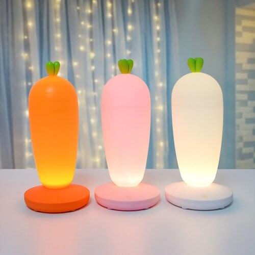 Lamp Portable Carrot Shape ABS USB Charger Lamp Children Eye Protective Energy Saving Night Light 5V LED Lovely Cartoon Lights