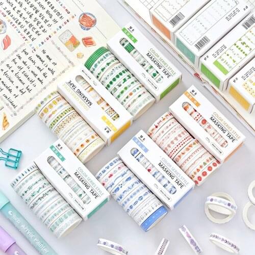 10 pcs/pack Basic Rainbow Hand Washi Tape Set DIY Scrapbooking Sticker Label Masking Tape School Office Supply