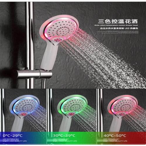 LED Water Temperature Control Shower Head RGB Light High Pressure SPA Bathroom Shower Water Saving