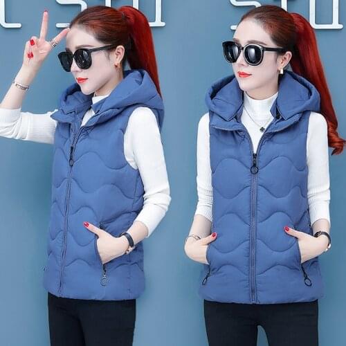 2020 new womens autumn and winter slim velvet womens vest jacket warm cotton hooded winter large size vest women coat