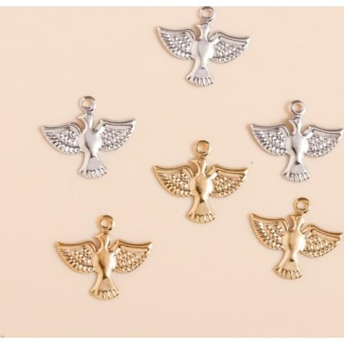 100pcs 14*12mm Peace Pigeon Charms Gold Silver Color DIY Charms Pendants for Making Earrings Necklaces Jewelry Gift