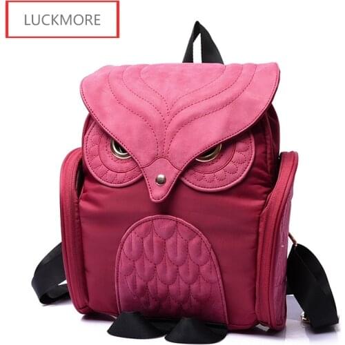 Fashion Cute Owl Backpack Women Cartoon School Bags For Teenagers Girls Nylon PU Leather Women Backpack 2016 Brands Mochila Sac