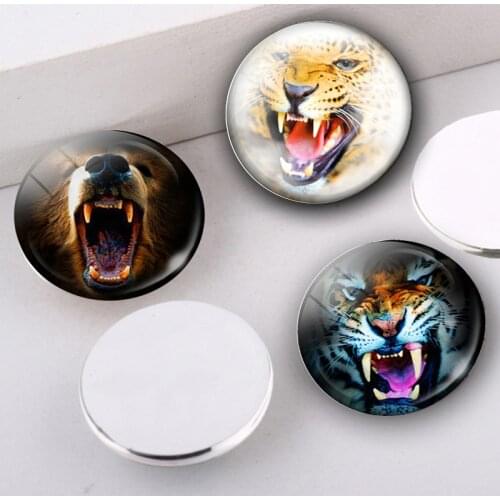 5Pcs/lot Cool Tiger Head Glass Cabochon 12mm 16mm 20mm 25mm for Diy Jewelry Making Supplies Wholesale