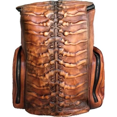 Super large-capacity Genuine Leather Men Backpack retro bone pattern Laptop Bag male travel backpacks schoolbag 2020 New