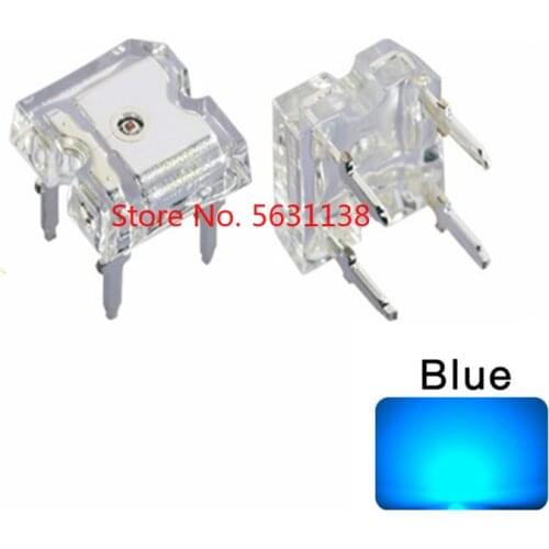 100pcs Flat Top LED Emitting Diode Piranha Blue Transparent Clear Lens Super Flux Ultra Bright Wide Angle Rectangle Light Lamp