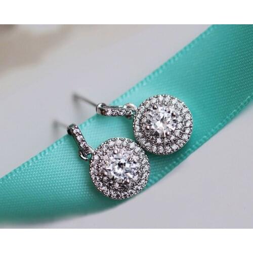 ZHOUYANG Drop Earrings For Women Classic Vantage Style Round Full Zircon Silver Color Wedding Party Gift Fashion Jewelry KBE228