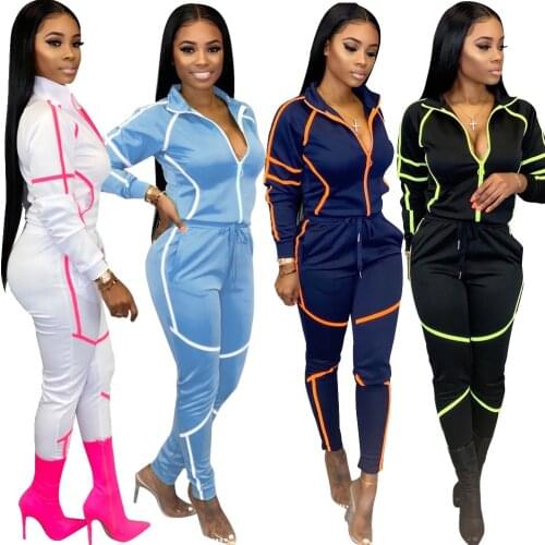 Women Long Sleeve Fitness Tracksuit Two Piece Set Zipper Jacket Top Pants Suit Fashion Active Wear Casual Matching Set Spor