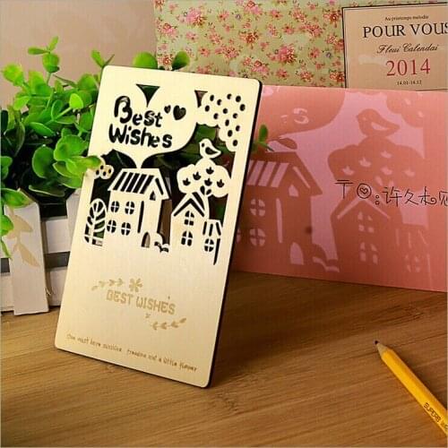 1pcs pony whirling fairy tale wooden creative hollow retro postcards can write greeting card wholesale