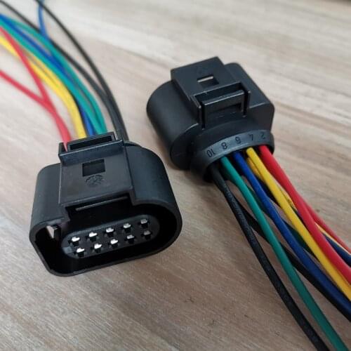 10 Pin/Way Door Latch Connector Plug Cable Wire Pigtail For VW Jetta Passat AUDI 4 A6 A8 Q5 Q7 TT VAG 1J0 973 715