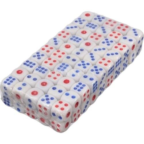 100Sets 100PCS/Set Plastic White 10mm Gaming Dice Standard Six Sided Decider Die RPG For Parties Toy