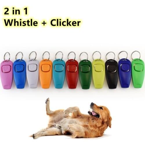 2 In 1 Pet Clicker Dog Training Whistle Answer Card Pet Dog Trainer Assistive Guide With Key Ring Dog Pet Supplies