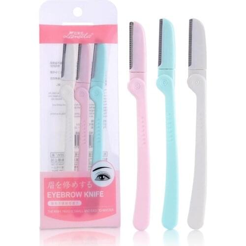 3 PCS/pack Folding Eyebrow Trimmers for Ladies Portable Eyebrow Shavers Makeup