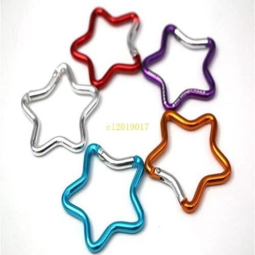 300pcs 5cm Outdoor Ring Aluminum Star Carabiner KeyChain Hook Clip Climbing Camping Outdoor Color Random Delivery