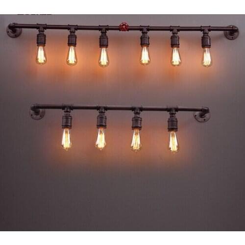 6 Light Loft Vintage Style Industrial Wrought Iron Water Pipe Rusty Color Wall lamp Cafe Bar Lighting Coffee Shop Factory