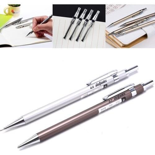 0.5/0.7mm Iron Press Automatic Pens For Student Writing Drawing Office School Supply Metal Mechanical Pencil Stationery Creative