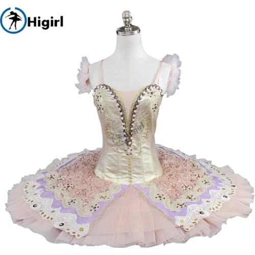 Free shipping gold and pick professional tutu for girls nutcracker ballet costumes pancake costume tutu gold BT9110
