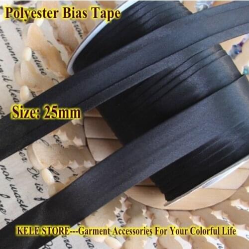 Free shipping---Polyester satin Bias Tape size: 25mm ,1" , 50meter ,Black color for DIY making, for Tailors material Edging tape