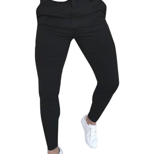 2020 Mens Sweatpants Casual Business Zip Up Stretch Black Pencil Pants Summer Solid Outwear Pockets Grey Skinny Trousers