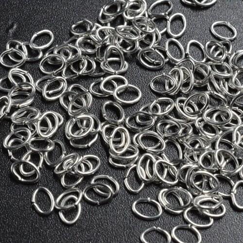 FLTMRH 50pcs 1.0mm*8mm*5mm Silver Color Oval Me tal Jumping Rings Foelry Making Diy Bracelet Necklace Accessories Whol esale