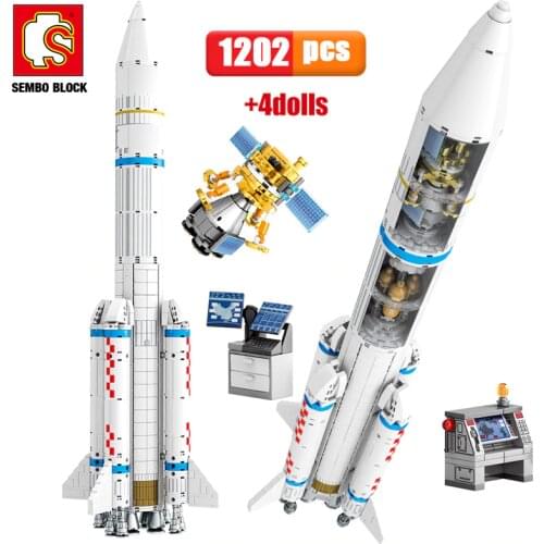 SEMBO 1202pcs City Technical Aerospace Rocket Building Blocks Creator Space Launcher Astronaut Figure Bricks Toys For Children