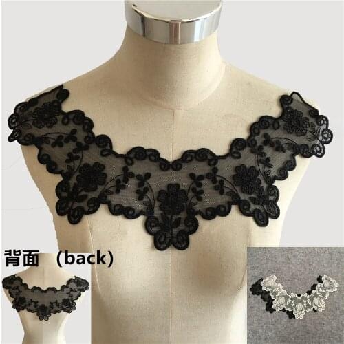 High quality Lace trim sewing Embroidery Organza Front and rear Laces collars for dress DIY Lace fabric Accessory Craft supplies