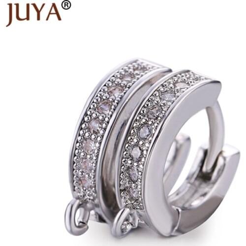 1 Pair 12mm*15mm Gold Copper Zircon Hoop Earring Hooks for Handmade Women Fashion Jewelry Earrings Findings