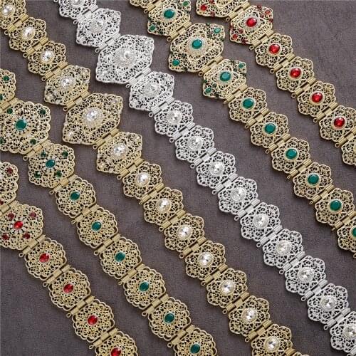 2020 May Moroccan Chic Caftan wedding gold and silver color Metal belt for Luxury Gold Color Women Belt Chain Adjustable Length
