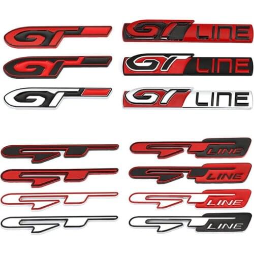 Metal GT Badge GTLine Emblem GT Line Stickers Decals For Renault Bmw Mustang Peugeot FIAT Kia Jeep Car Accessories Car Styling