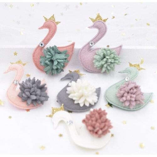 6Pcs 3D Cute Swan Patch for Dress Flower Applique Dress Decoration Patches for Hair Clothes DIY Craft Supplies