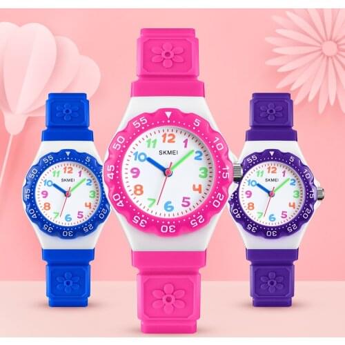 Skmei Fashion Children Watches Cartoon Style Boy Girls Analog Quartz Watch Rubber Sport Military Watch Relogio Masculino