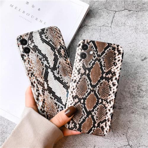 Fashion luxury snake print phone case for iphone 11 12 pro max silicon cases for iphone 7 8 Plus 12 mini X XR XS MAX cover funda