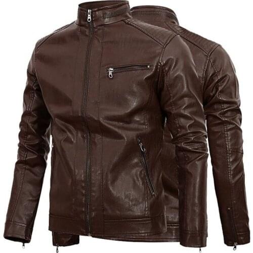 Autumn Winter Mens Leather Jackets Motorcycle PU Jacket Male Biker Leather Coats Mens Brand Clothing