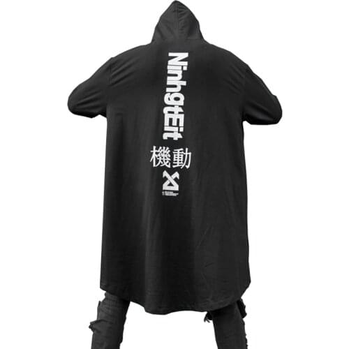 New Autumn Western Streetwear Darkly Style Individuality Back Print Fashion Mens Hooded Mid-Length Sweatshirts Hip Hop Hoodies