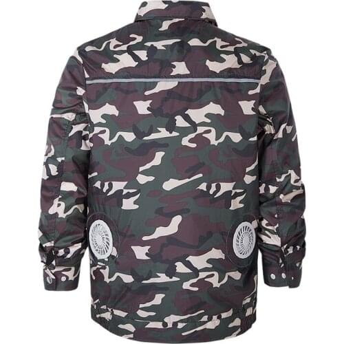 Men Hiking Jackets Heatstroke Cooling Air Conditioning Clothes Summer Outdoor Clothing Camouflage USB Charge Cooling Fan Clothes