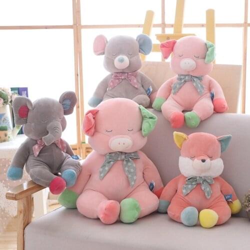 30cm/40cm/55cm Soft Kawaii Piggy&Foxes&Mouse&Elephant Plush Toys Cartoon Animal Pig Stuffed Doll Home Decoration Kids Accompany