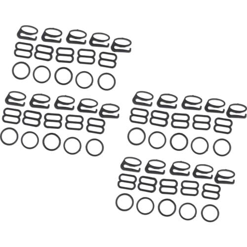 20 Sets Black Bra Plastic Strap Adjuster Slider/Hooks/O Ring Lingerie Craft