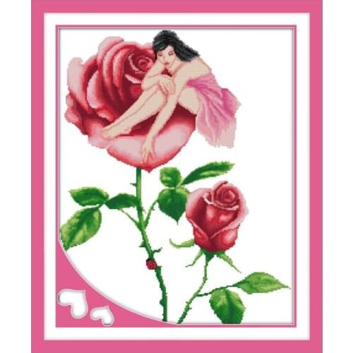 Printed Cross Stitch Kit Cross Stitch Kits Embroidery Needlework Sets Fairy In Flowers Home Pictures Counted Cross Stitch Flower