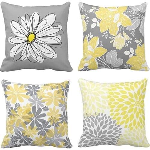 Throw Pillow Covers Modern Daisy with Pretty White Floral Hand Couch Sofa Decorative Cushion Home Decor