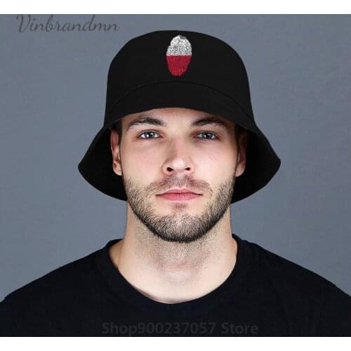 Brand New Poland Flag Fingerprint Fisherman Hat Vintage Cotton Panama Bucket Hat