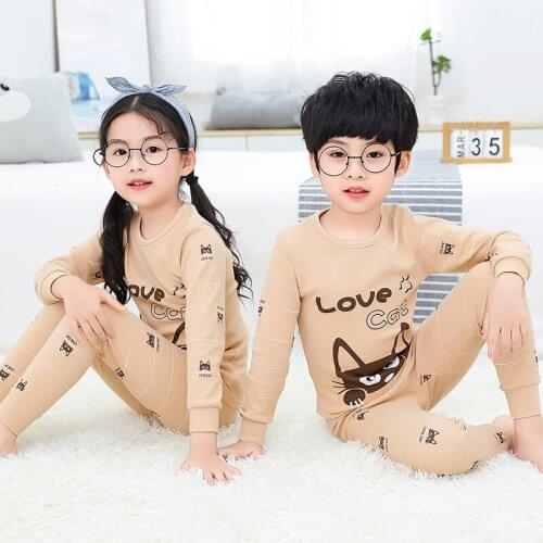 Panda Dinosaur Cat Animal Cartoon Pajamas Sets for Teenager 3 to 14 Years Boys Clothing Girls Clothing Winter Children Sleepwear